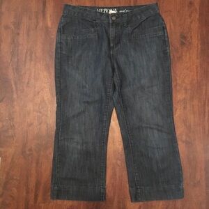 Merona Cropped Denim Jeans Size 10 Dark Wash Blue Stretch Mid Rise